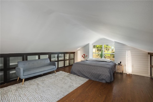 311 Glendale Ave, Decatur, GA 30030 - bedroom featuring vaulted ceiling, wood finished floors, and wooden walls