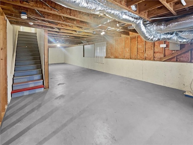 3905 Colonial Trl SW, Lilburn, GA 30047 - unfinished basement with stairway and electric panel