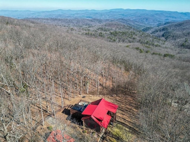 birds eye view of property with a mountain view