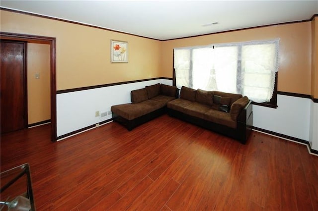 unfurnished living room with dark hardwood / wood-style floors