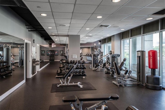 943 Peachtree St NE Unit 1518, Atlanta, GA 30309 - gym with a drop ceiling and recessed lighting