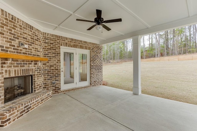 view of patio / terrace featuring ceiling fan