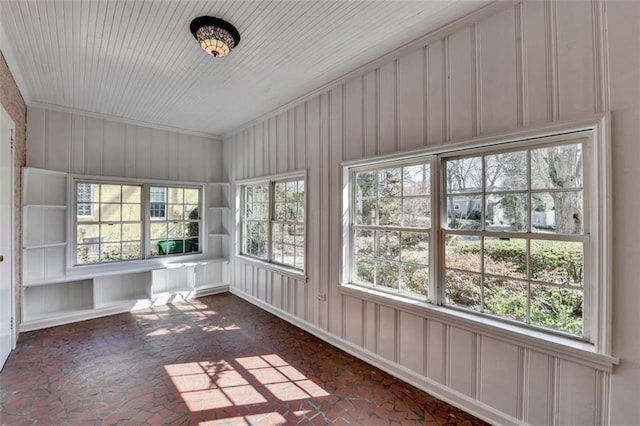 view of unfurnished sunroom