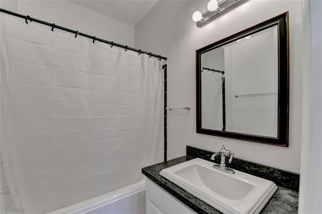 full bathroom with vanity and shower / bath combo