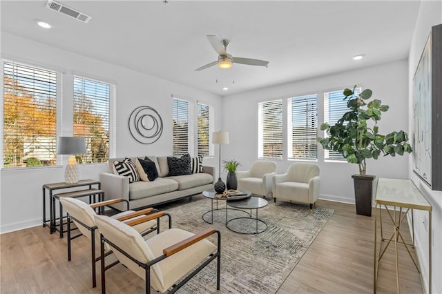 388 Pratt Dr Unit 2113, Atlanta, GA 30315 - living area featuring ceiling fan, wood finished floors, and recessed lighting