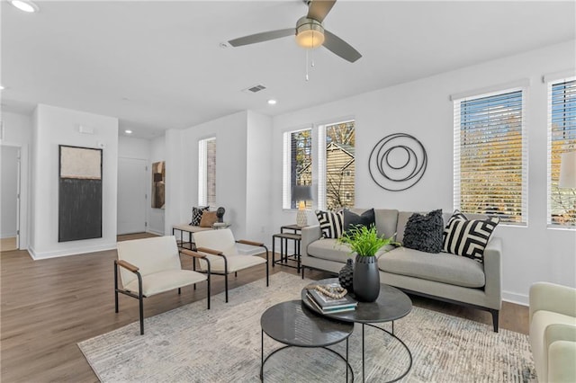 388 Pratt Dr Unit 2113, Atlanta, GA 30315 - living room featuring recessed lighting, wood finished floors, and ceiling fan