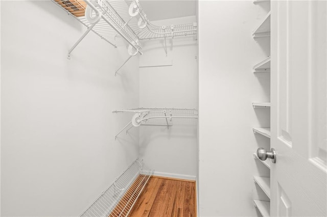 spacious closet featuring hardwood / wood-style flooring