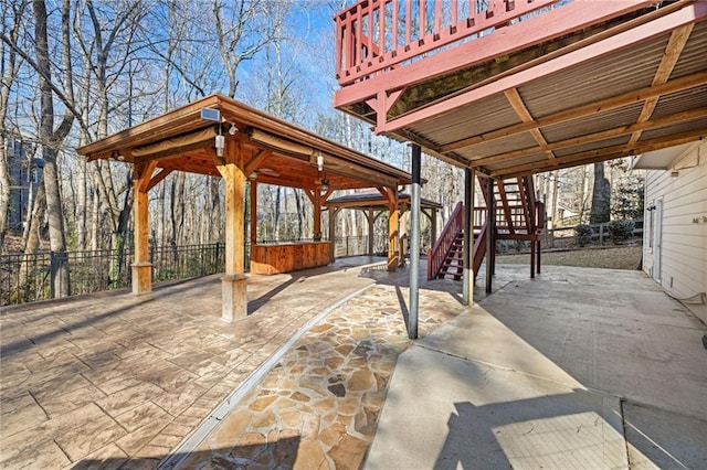 view of patio with a hot tub