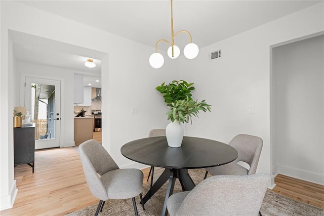 1494 May Ave SE, Atlanta, GA 30316 - dining area featuring light wood finished floors, baseboards, and a chandelier