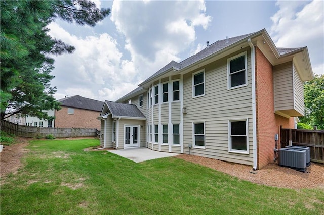 5635 Upper Creek Ct, Suwanee, GA 30024 - back of house with a patio area, french doors, central AC, and brick siding