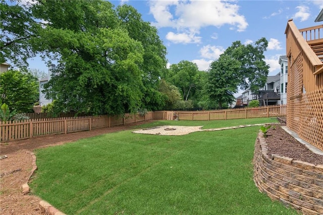 view of yard featuring a fenced backyard