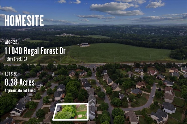 bird's eye view with a residential view