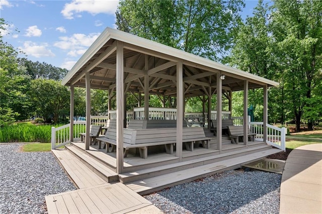 wooden deck with a gazebo