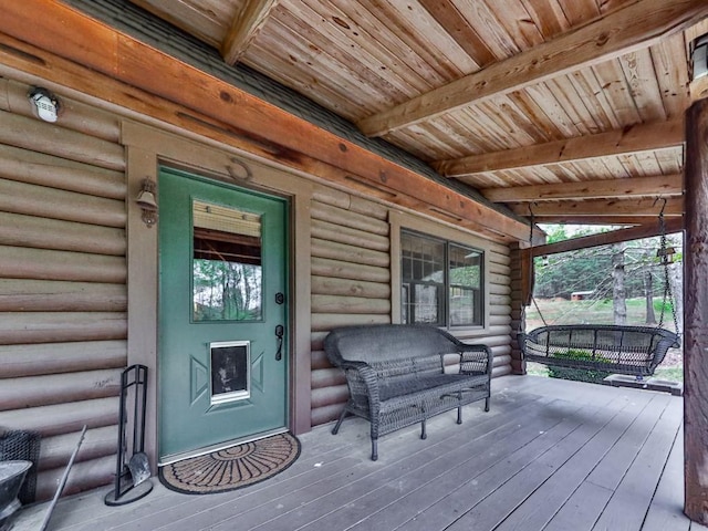 deck featuring a porch