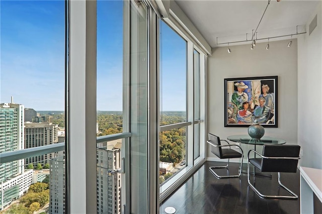 interior space with hardwood / wood-style flooring and a wealth of natural light