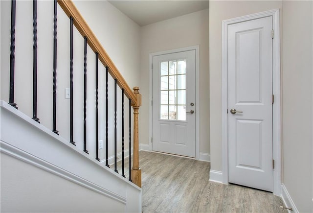 foyer featuring light hardwood / wood-style floors