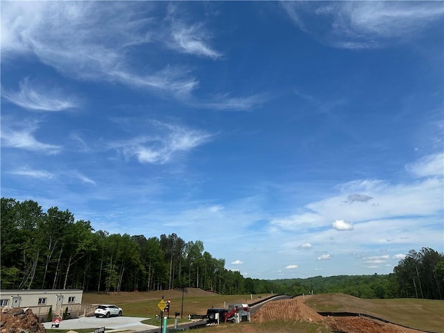 view of community featuring a view of trees