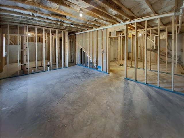 view of unfinished basement