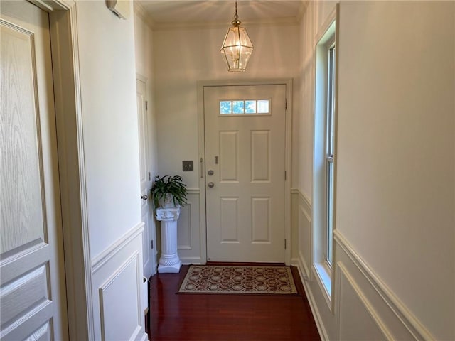 3692 Archgate Ct, Alpharetta, GA 30004 - entryway featuring a decorative wall, dark wood-style flooring, and a chandelier