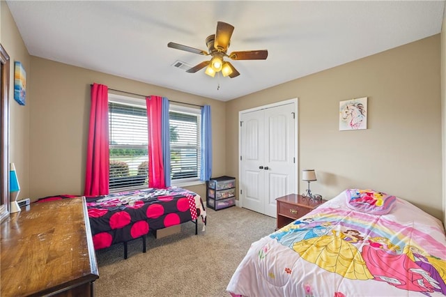108 Lake Point Ct, Jefferson, GA 30549 - bedroom with carpet, a closet, and a ceiling fan