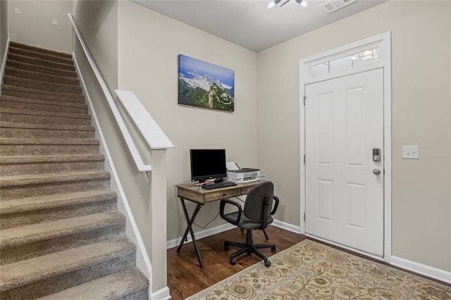 8553 Braylen Manor Dr, Douglasville, GA 30134 - office with dark wood-style floors and baseboards