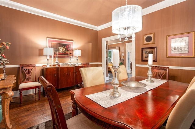 791 E Main St, Canton, GA 30114 - dining room featuring wood finished floors, a chandelier, and crown molding