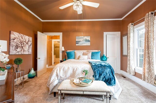 791 E Main St, Canton, GA 30114 - bedroom with carpet, baseboards, ornamental molding, and ceiling fan