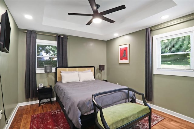 1202 Key Rd SE, Atlanta, GA 30316 - bedroom featuring a raised ceiling, wood finished floors, baseboards, and recessed lighting