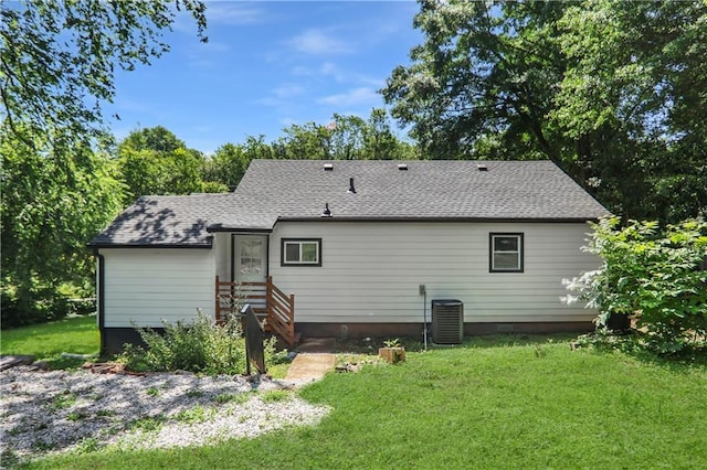 1202 Key Rd SE, Atlanta, GA 30316 - rear view of house featuring a yard, central air condition unit, and roof with shingles