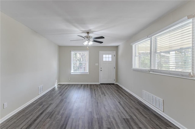 2329 Meadowlane Dr SW, Atlanta, GA 30311 - entryway featuring ceiling fan and dark hardwood / wood-style floors