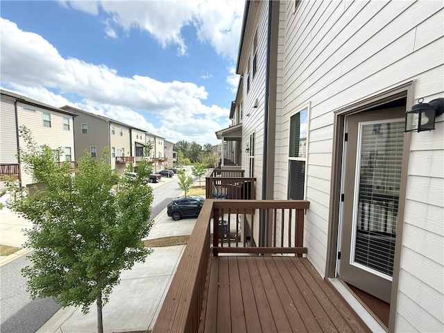 deck with a residential view