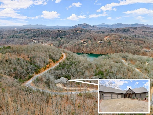 bird's eye view featuring a mountain view