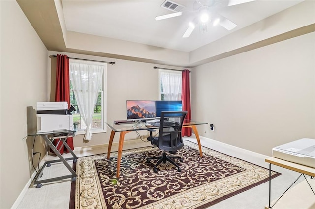 150 Henderson Farm Dr, Woodstock, GA 30188 - office area featuring ceiling fan and baseboards