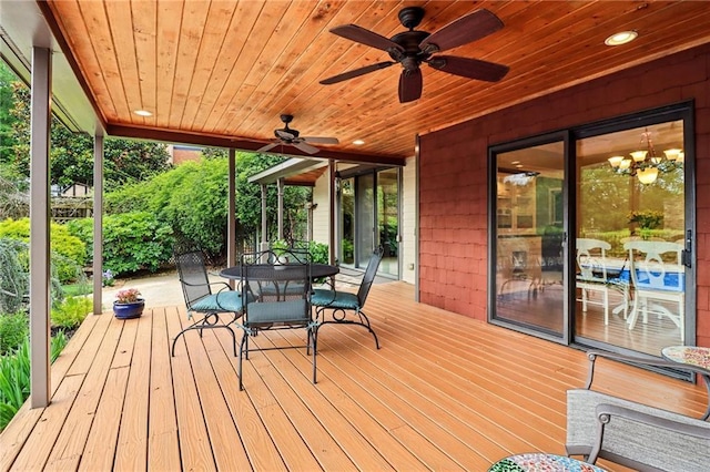 150 Henderson Farm Dr, Woodstock, GA 30188 - wooden terrace with outdoor dining area and a ceiling fan