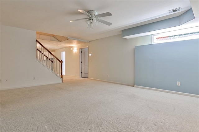 389 Mill Creek Bnd NE, Atlanta, GA 30307 - interior space featuring stairs, ceiling fan, visible vents, and baseboards