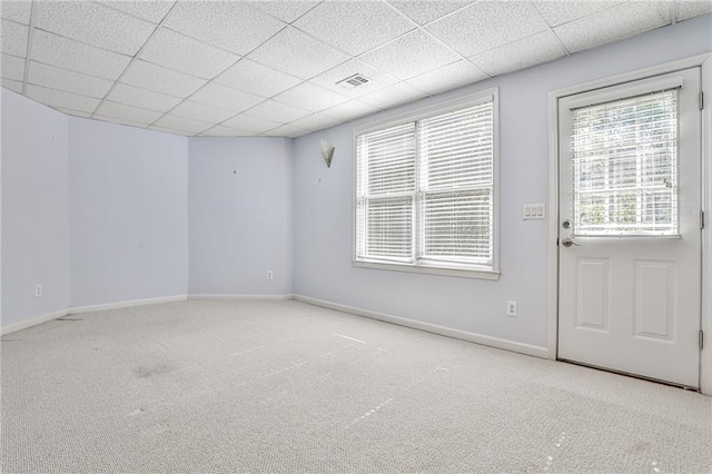 389 Mill Creek Bnd NE, Atlanta, GA 30307 - carpeted spare room with baseboards, a drop ceiling, and visible vents