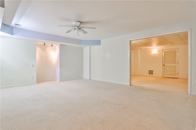 389 Mill Creek Bnd NE, Atlanta, GA 30307 - spare room featuring a ceiling fan, light colored carpet, visible vents, and baseboards