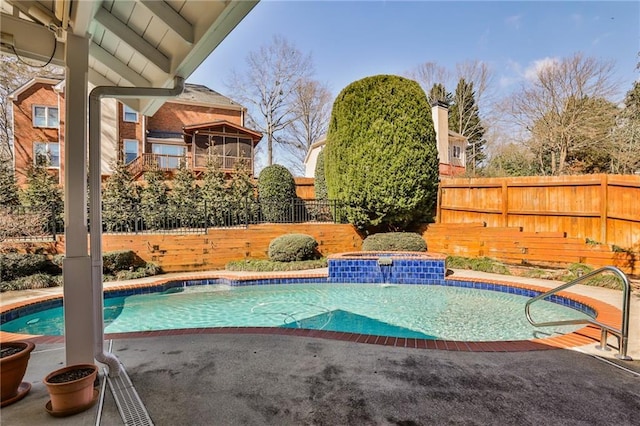 389 Mill Creek Bnd NE, Atlanta, GA 30307 - view of swimming pool featuring a fenced backyard, a fenced in pool, a hot tub, and a patio area