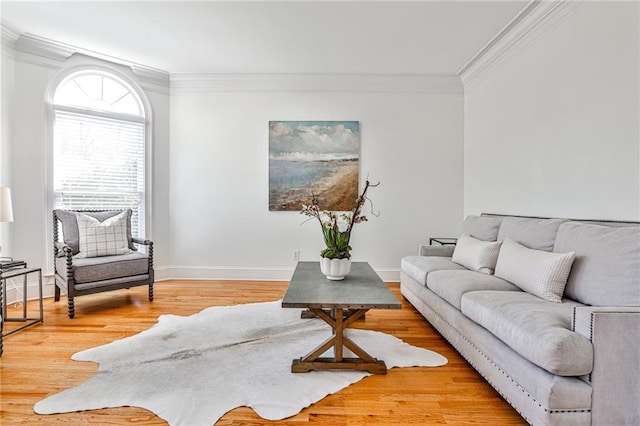 389 Mill Creek Bnd NE, Atlanta, GA 30307 - living room featuring baseboards, ornamental molding, and wood finished floors