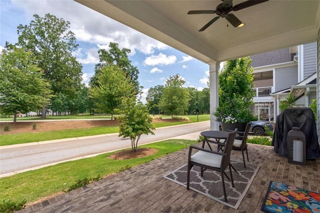 2010 Georgia Club Dr, Statham, GA 30666 - view of patio with a ceiling fan and grilling area