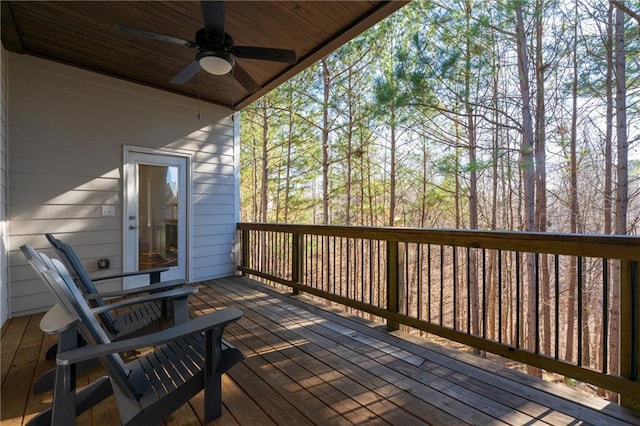 deck featuring ceiling fan