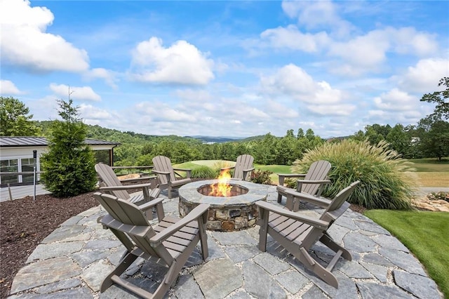 bird's eye view featuring a water view and a wooded view