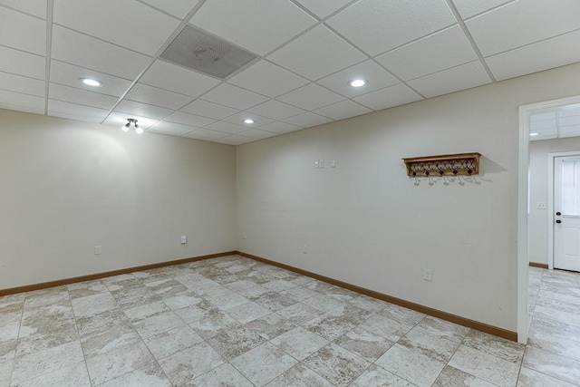 41 Pebble Ct, Hoschton, GA 30548 - spare room with a drop ceiling, visible vents, baseboards, and recessed lighting