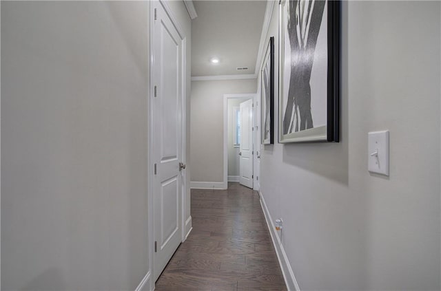 2657 Cedar Pine Way, Atlanta, GA 30360 - hall with baseboards, ornamental molding, dark wood-style floors, and recessed lighting