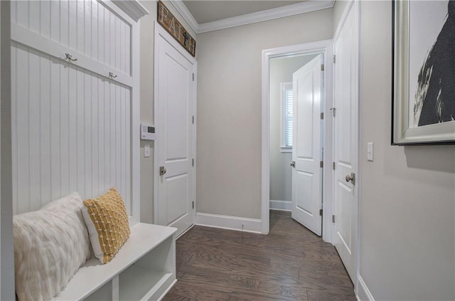 2657 Cedar Pine Way, Atlanta, GA 30360 - mudroom with ornamental molding, baseboards, and dark wood-type flooring