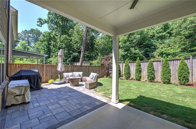 2657 Cedar Pine Way, Atlanta, GA 30360 - view of patio / terrace featuring an outdoor living space and a ceiling fan