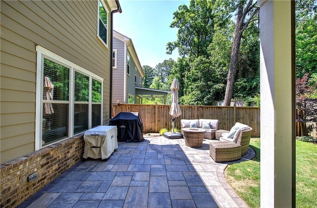2657 Cedar Pine Way, Atlanta, GA 30360 - fenced backyard with a patio area, an outdoor living space, and area for grilling