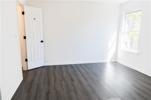 spare room with dark wood-type flooring