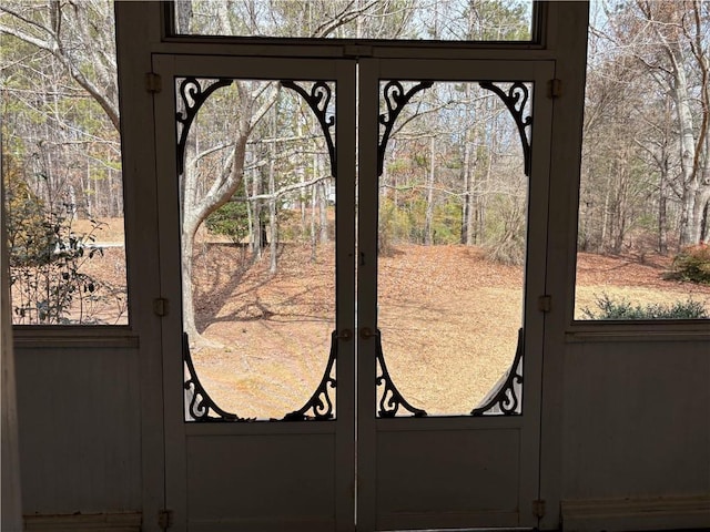 entryway featuring french doors