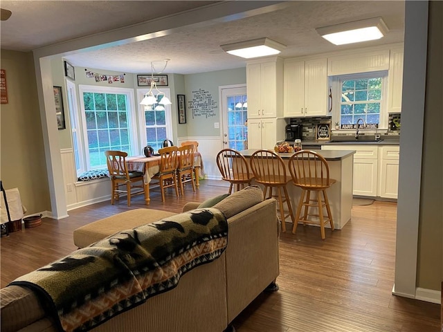 655 Chester Harris Dr, Dallas, GA 30132 - living room with a wainscoted wall and dark wood finished floors
